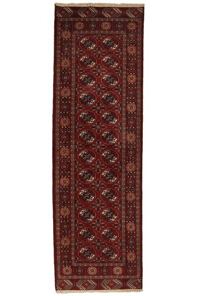 Turkaman Teppich 87X277 Läufer Schwarz/Dunkelrot Wolle, Persien/Iran