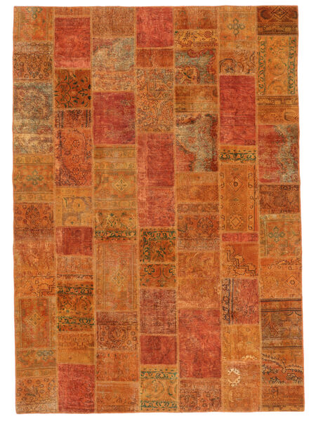 Tapete Persa Patchwork 253X361 Castanho/Vermelho Escuro Grande (Lã, Pérsia/Irão)