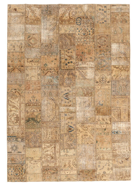  Perzisch Patchwork Vloerkleed 250X357 Bruin/Oranje Groot (Wol, Perzië/Iran)