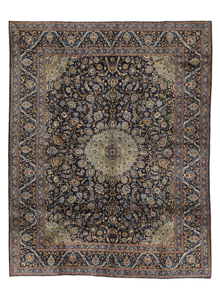 305X381 Tappeto Orientale Kashmar Fine Nero/Marrone Grandi (Lana, Persia/Iran) Carpetvista