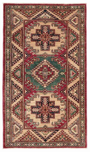 92X155 Tapete Oriental Kazak Vermelho Escuro/Castanho (Lã, Afeganistão)