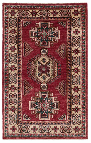  Kazak Teppich 95X150 Wollteppich Dunkelrot/Schwarz Klein