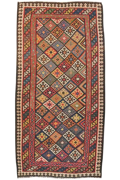  Perzisch Kilim Afshar Vloerkleed 155X309 Donkerrood/Zwart ( Perzië/Iran)