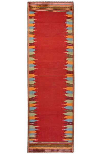 Alfombra Kilim Afshar 124X400 De Pasillo Rojo Oscuro/Marrón ( Persia/Irán)