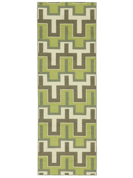  Washable 80X250 Mona Olive Green Runner Rug
 Small