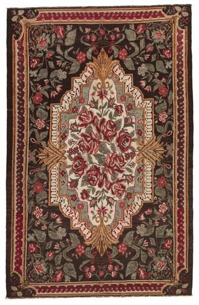 191X295 Dywan Orientalny Rose Kilim Moldavia Czarny/Brunatny (Wełna, Mołdawia)