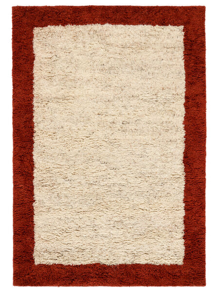  80X120 Alfombra Shaggy Pequeño Rista - Rojo Óxido/Beige Lana