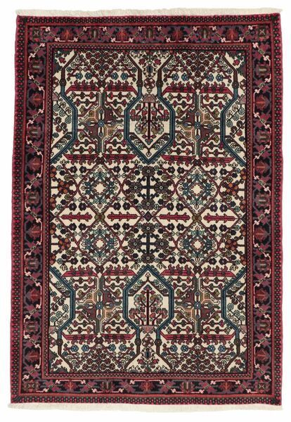 120X148 Alfombra Oriental Meimeh Negro/Rojo Oscuro (Lana, Persia/Irán)