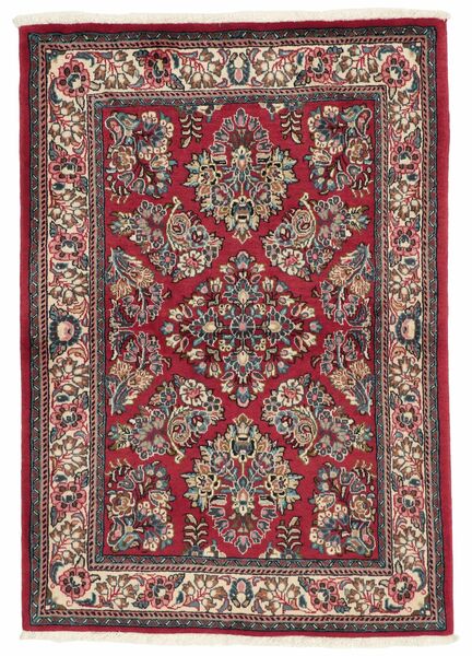 Sarouk Teppich 107X152 Dunkelrot/Braun Wolle, Persien/Iran