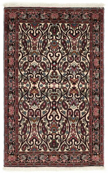 68X110 Tappeto Orientale Bidjar Con Di Seta Nero/Rosso Scuro (Lana, Persia/Iran)