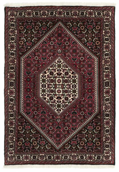 75X109 Tappeto Orientale Bidjar Con Di Seta Nero/Marrone (Lana, Persia/Iran)