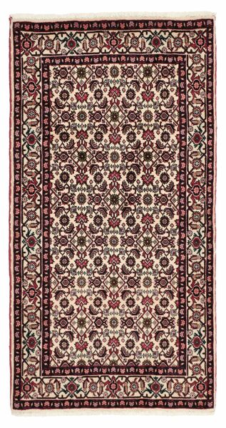 78X147 Alfombra Bidjar Con De Seda Oriental Negro/Marrón (Lana, Persia/Irán)