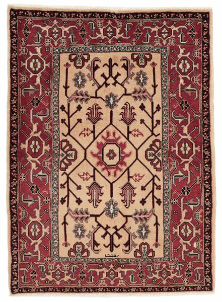 Heriz Vloerkleed 114X154 Donkerrood/Zwart Wol, Perzië/Iran