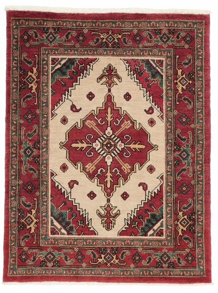 Heriz Teppich 112X145 Dunkelrot/Schwarz Wolle, Persien/Iran