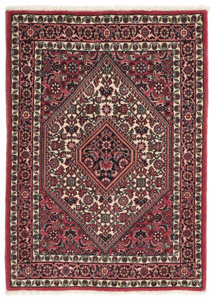  70X100 Bidjar Mit Seide Teppich Schwarz/Dunkelrot Persien/Iran