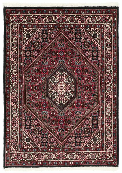 Bidjar With Silk Rug 70X100 Black/Dark Red Wool, Persia/Iran