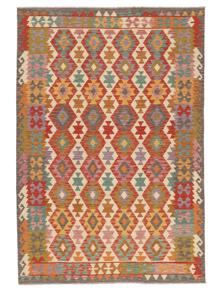 201X295 Alfombra Kilim Afghan Old Style Oriental Marrón/Rojo Oscuro (Lana, Afganistán) Carpetvista