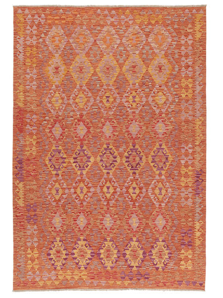  Kilim Afegão Old Style Tapete 203X296 Lã Vermelho/Vermelho Escuro Carpetvista