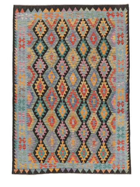  Kilim Afgán Old Style 191X281 Gyapjúszőnyeg Sötétszürke/Fekete Carpetvista