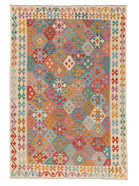  200X297 Kelim Afghan Old Style Matot Matto Ruskea/Tummanvihreä Afganistan Carpetvista