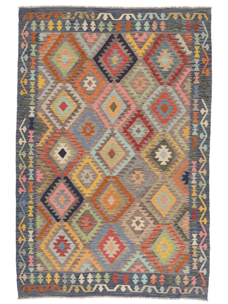 Kelim Afghan Old Style Matta 201X300 Brun/Svart Ull, Afghanistan Carpetvista