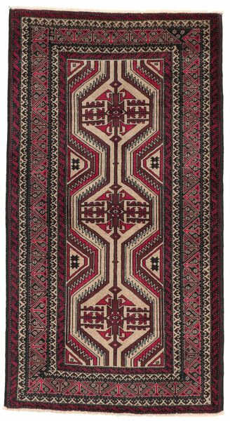 Baluch Teppe 88X167 Svart/Brun Ull, Persia/Iran