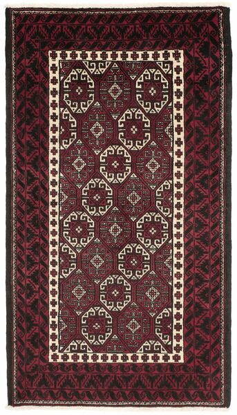  Persischer Baluch Teppich 90X165 Schwarz/Dunkelrot (Wolle, Persien/Iran)