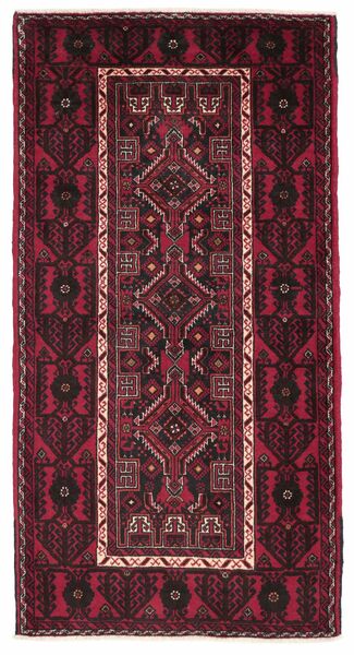 95X180 Tapete Oriental Baluch Preto/Vermelho Escuro (Lã, Pérsia/Irão)