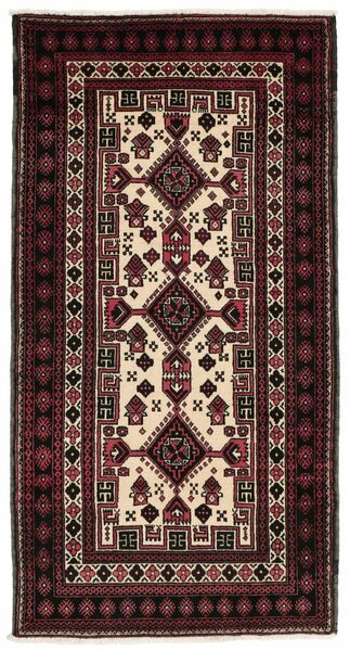 Tappeto Orientale Baluch 97X187 Nero/Rosso Scuro (Lana, Persia/Iran)