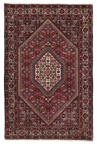  Persan Bidjar Cu Mătase Covor 95X143 Negru/Dark Red