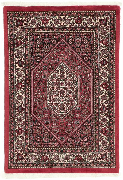 70X100 Bidjar Mit Seide Teppich Orientalischer Schwarz/Dunkelrot (Wolle, Persien/Iran)