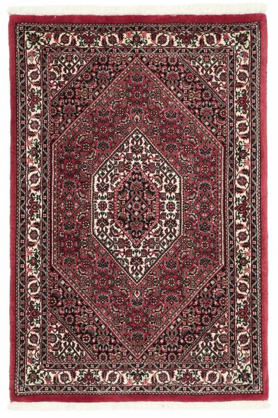  Bidjar Con De Seda Alfombra 75X113 Persa De Lana Negro/Rojo Oscuro Pequeño