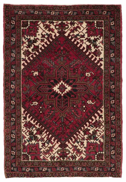  Orientalischer Heriz Teppich 100X150 Schwarz/Dunkelrot Wolle, Persien/Iran