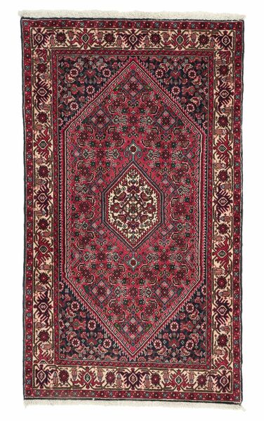  Persan Bidjar Cu Mătase Covor 77X135 Negru/Dark Red