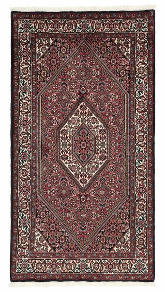 87X160 Tappeto Bidjar Con Di Seta Orientale Nero/Rosso Scuro (Lana, Persia/Iran)