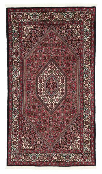 87X155 Tappeto Bidjar Con Di Seta Orientale Nero/Rosso Scuro (Lana, Persia/Iran)