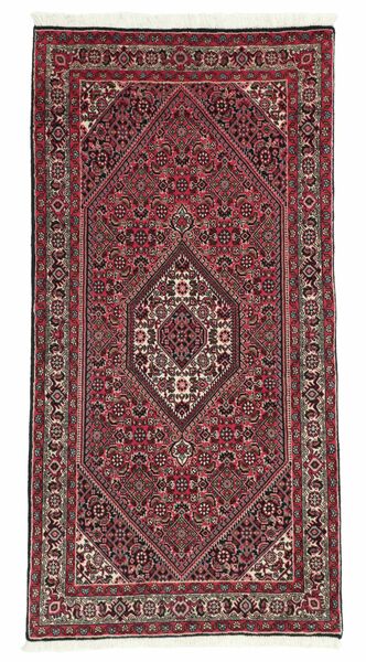  Persian Bidjar With Silk Rug 80X161 Dark Red/Black