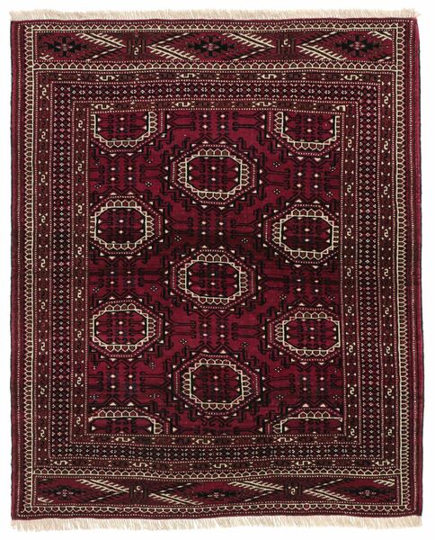 Turkaman Teppe 110X133 Svart/Brun Ull, Persia/Iran