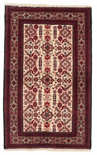  Orientalischer Baluch Teppich 90X140 Schwarz/Dunkelrot Wolle, Persien/Iran