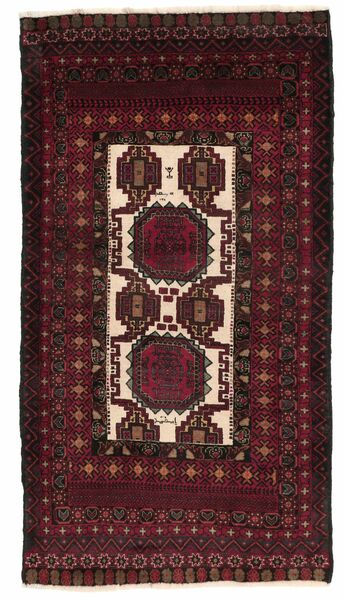  97X180 Baluch Vloerkleed Zwart/Donkerrood Perzië/Iran