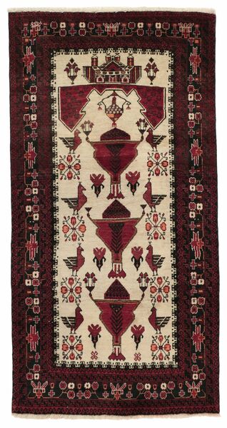  Oriental Baluch Rug 90X172 Black/Orange Wool, Persia/Iran