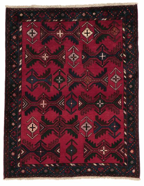  Afshar/Sirjan Tappeto 107X135 Persiano Di Lana Nero/Rosso Scuro Piccolo