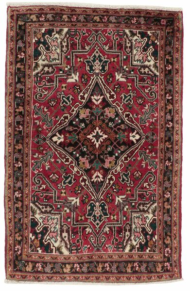 90X135 Tappeto Heriz Orientale Nero/Rosso Scuro (Lana, Persia/Iran)