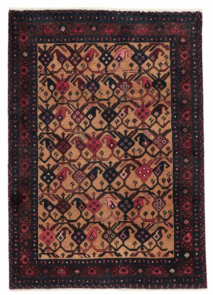  105X147 Afshar/Sirjan Teppich Schwarz/Braun Persien/Iran