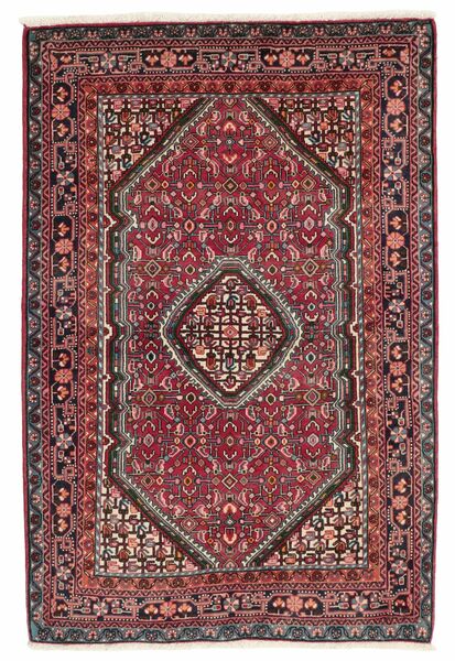 107X160 Bidjar Mit Seide Teppich Orientalischer Dunkelrot/Schwarz (Wolle, Persien/Iran)