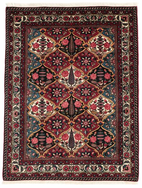 102X134 Tapete Bakhtiari Oriental Preto/Vermelho Escuro (Lã, Pérsia/Irão)