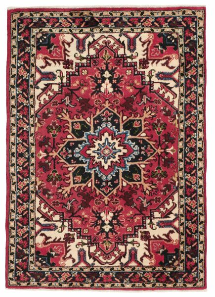 Tappeto Heriz 100X150 Nero/Rosso Scuro (Lana, Persia/Iran)