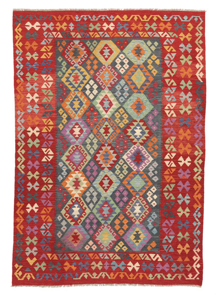 202X291 Kelim Afghan Old Stil Teppich Orientalischer Dunkelrot/Rot (Wolle, Afghanistan) Carpetvista