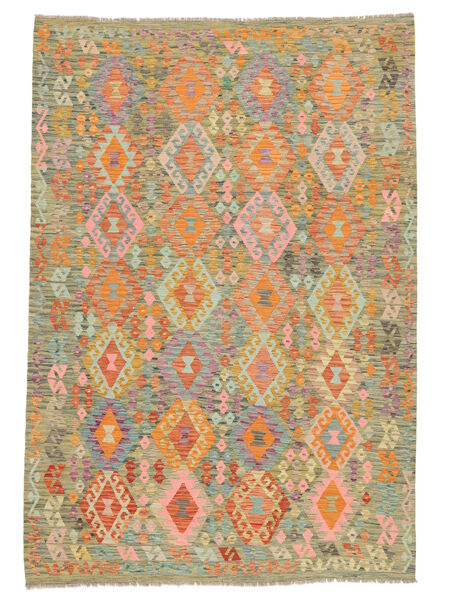 203X294 Dywan Kilim Afgan Old Style Orientalny Brunatny/Ciemnozielony (Wełna, Afganistan) Carpetvista