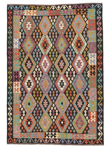  Kelim Afghan Old Style Matta 203X293 Svart/Brun Carpetvista